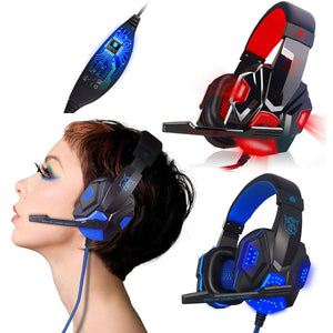 Surround Stereo Gaming Headset Headband Headphone USB 3.5mm LED with Mic for PC