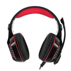 Wired Stereo Gaming Headset Over-Ear Headphone with Microphone LED Light for Laptop Tablet Mobile Phones (Black and Red)